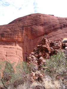 The conglomerate of rock in the foreground is what the entire range of mountains is made of.