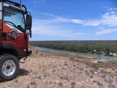 A view across the River from high sandstone cliffs